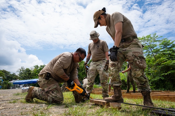 VIRAC, Philippines (June 1, 2025) – Hawaii National Guardsmen and personnel from the Armed Forces of the Philippines construct a platform used to conduct urban rescue training with local emergency responders and civilian authorities in Virac, Philippines, June 1, 2025. This effort is part of a two-week urban rescue training exercise supporting the humanitarian assistance and disaster response objectives of Pacific Partnership 2025. Now in its 21st iteration, Pacific Partnership series is the largest annual multinational humanitarian assistance and disaster management preparedness mission conducted in the Indo-Pacific. Pacific Partnership works collaboratively with host and partner nations to enhance regional interoperability and disaster response capabilities, increase security and stability in the region, and foster new and enduring friendships in the Indo-Pacific. (U.S. Navy photo by Mass Communication Specialist 2nd Class Jordan Jennings)
