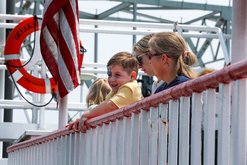 Gold Star family members gather aboard the Belle of Cincinnati during the 11th annual Riverboat Ride on the Ohio River in Newport, Ky., June 1, 2025.