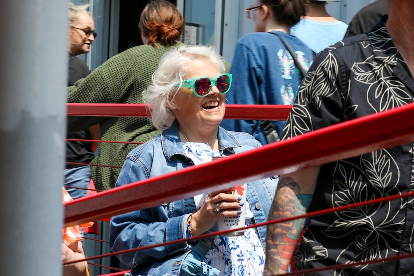 Gold Star family members gather aboard the Belle of Cincinnati during the 11th annual Riverboat Ride on the Ohio River in Newport, Ky., June 1, 2025.
