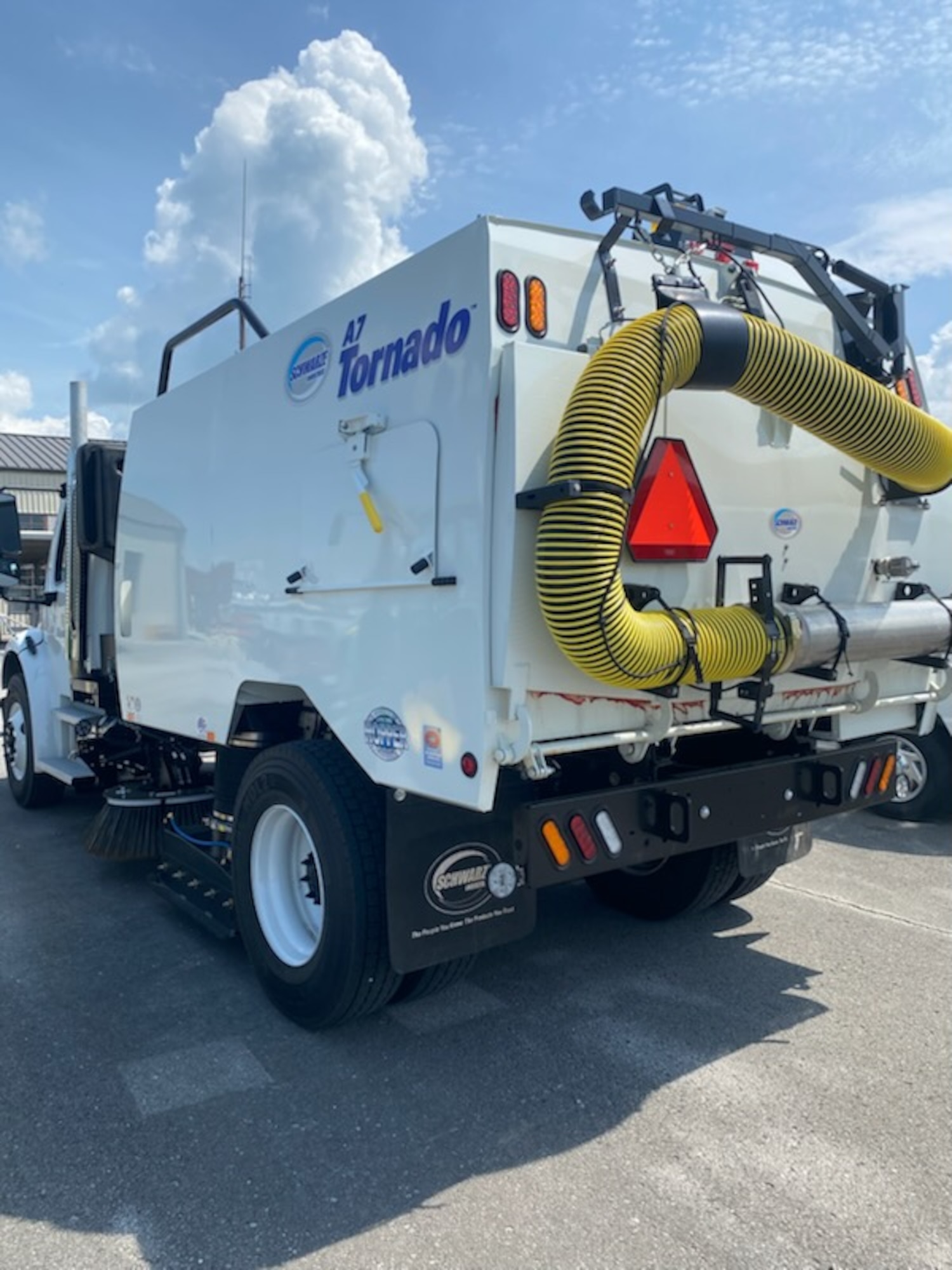 A street sweeper was recently acquired at Arnold AFB. The A7 Tornado has 44-inch gutter brooms. Increased broom surface area enables transfer of materials from a greater distance from the sweeping head. The brooms can also sweep in reverse, allowing it to sweep in a variety of areas that other sweepers cannot according to the manufacturer’s website. (Courtesy Photo)