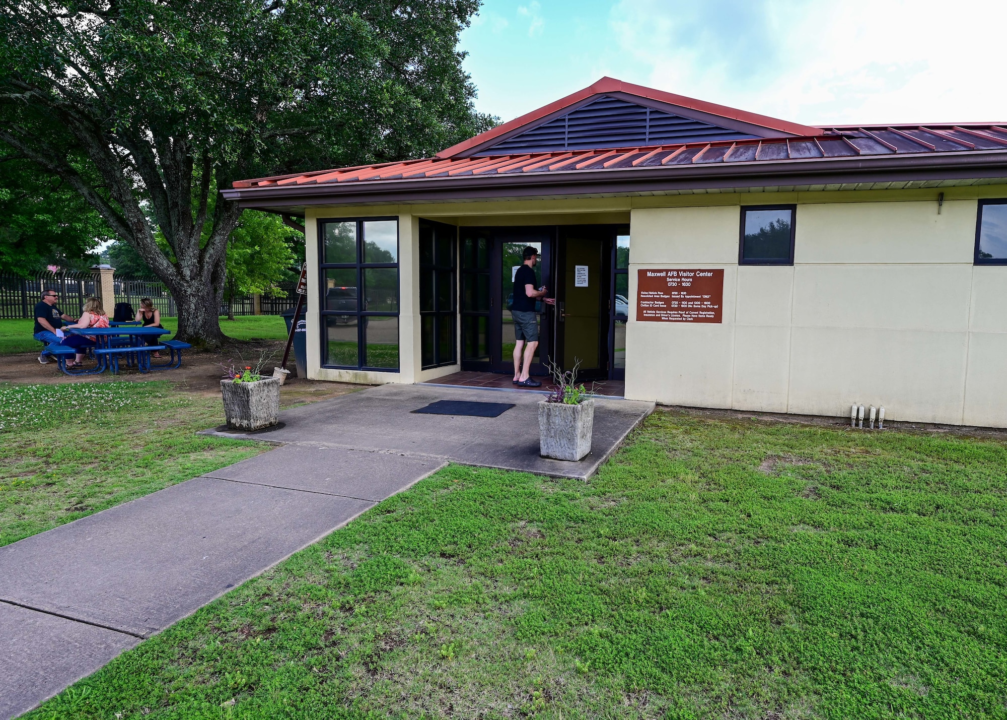 A visitor enters the Maxwell Visitor Center at Maxwell Air Force Base June 4, 2025