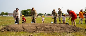 The ceremonial groundbreaking was to initiate the construction of a new child development center on base. (U.S. Air Force photo by Jack Gardner)