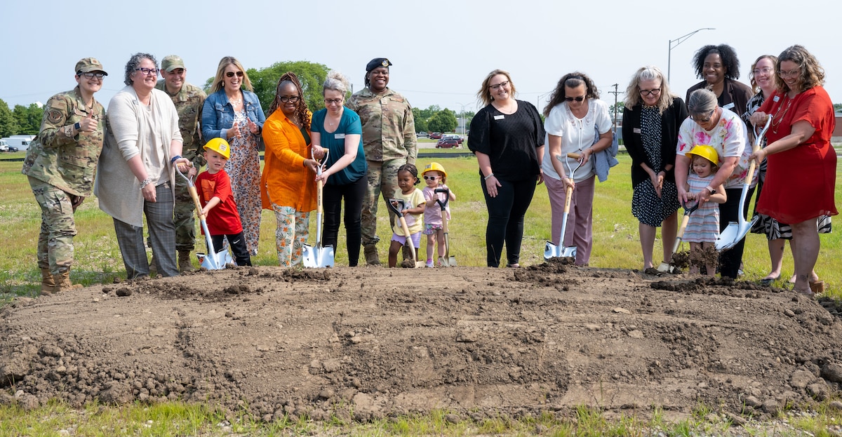 The ceremonial groundbreaking was to initiate the construction of a new child development center on base. (U.S. Air Force photo by Jack Gardner)