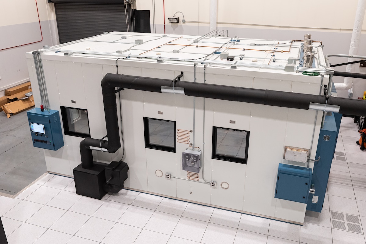 The new Research Environmental Chamber, part of the Air Force Research Laboratory’s Human Effectiveness Directorate, is shown at Wright Patterson Air Force Base, Ohio, May 6, 2025. This state-of-the-art facility, which facilitates equipment and human performance evaluations by simulating environmental extremes, hosted a ribbon-cutting ceremony, May 27, 2025. (U.S. Air Force photo / Richard Eldridge)