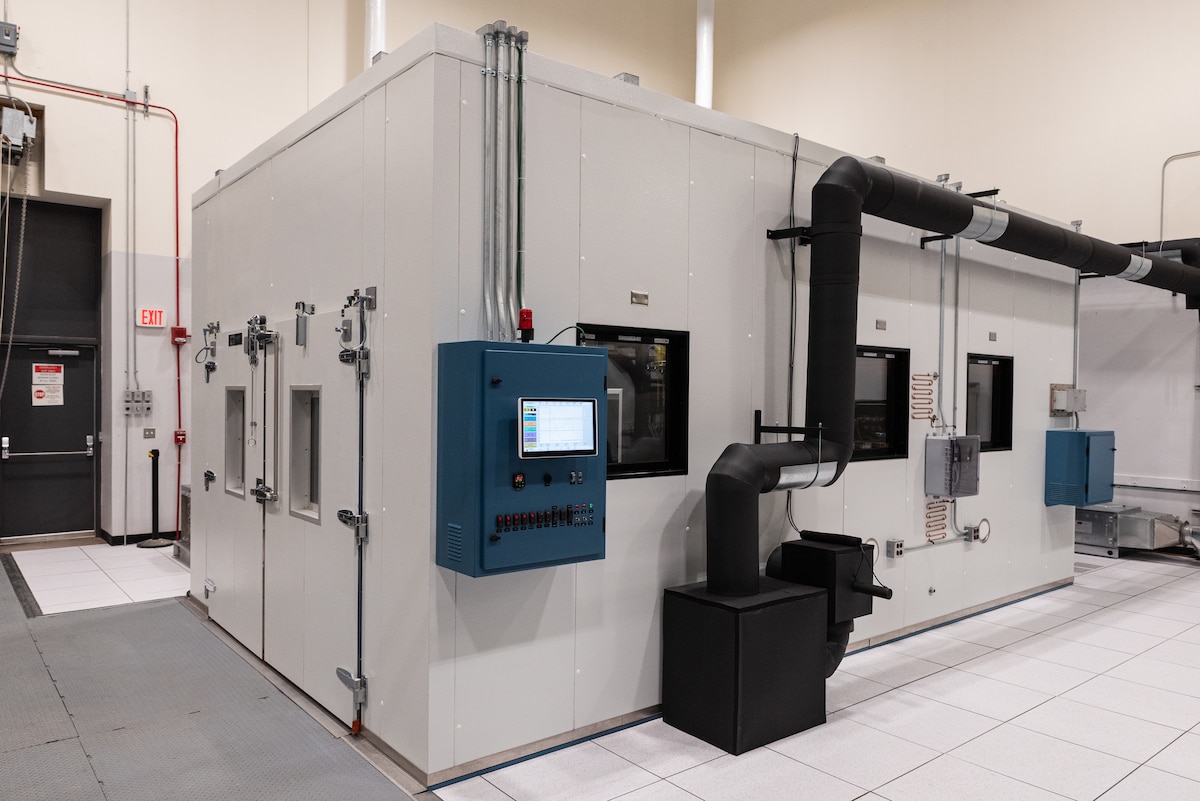The new Research Environmental Chamber, part of the Air Force Research Laboratory’s Human Effectiveness Directorate, is shown at Wright Patterson Air Force Base, Ohio, May 6, 2025. This state-of-the-art facility, which facilitates equipment and human performance evaluations by simulating environmental extremes, hosted a ribbon-cutting ceremony, May 27, 2025. (U.S. Air Force photo / Richard Eldridge)