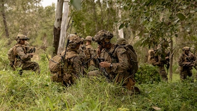 TOWNSVILLE, QUEENSLAND, Australia (May 30, 2025) — U.S. Marines with 2nd Battalion, 1st Marine Regiment, Marine Rotational Force – Darwin 25.3, conduct communications checks during Exercise Southern Jackaroo at Townsville Field Training Area,...