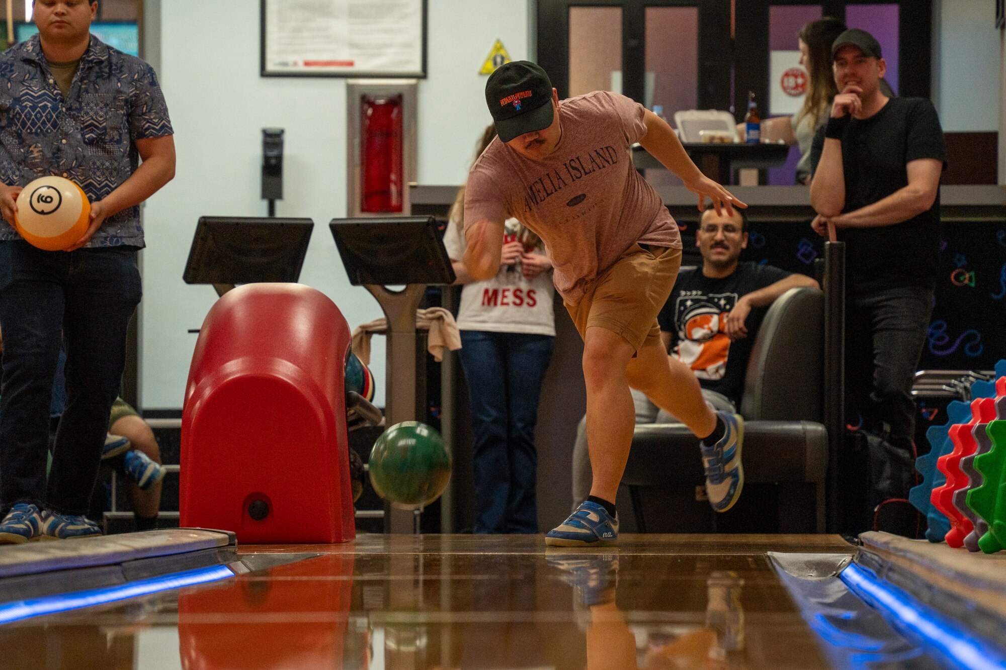 A participant of Sakura Olympics 2025 competes in a bowling competition at Misawa Air Base, Japan, May 30, 2025.