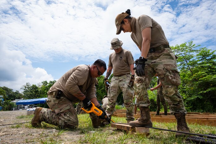 VIRAC, Philippines (June 1, 2025) – Hawaii National Guardsmen and personnel from the Armed Forces of the Philippines construct a platform used to conduct urban rescue training with local emergency responders and civilian authorities in Virac, Philippines, June 1, 2025. This effort is part of a two-week urban rescue training exercise supporting the humanitarian assistance and disaster response objectives of Pacific Partnership 2025. Now in its 21st iteration, Pacific Partnership series is the largest annual multinational humanitarian assistance and disaster management preparedness mission conducted in the Indo-Pacific. Pacific Partnership works collaboratively with host and partner nations to enhance regional interoperability and disaster response capabilities, increase security and stability in the region, and foster new and enduring friendships in the Indo-Pacific. (U.S. Navy photo by Mass Communication Specialist 2nd Class Jordan Jennings)