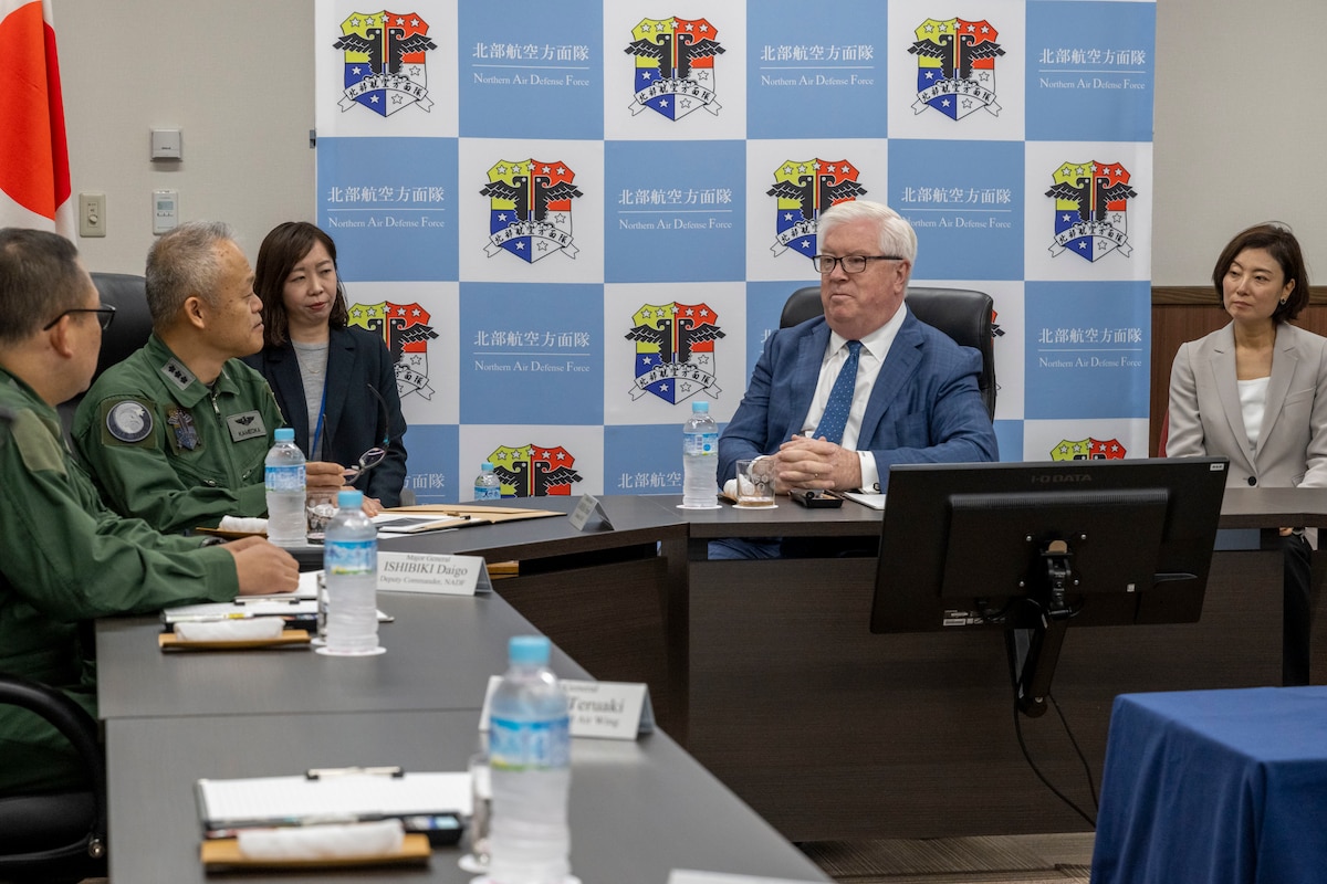 George Glass, U.S. Ambassador to Japan, attends a mission briefing with Japan Air Self-Defense Force Northern Air Defense Force leadership at Misawa Air Base, Japan, June 5, 2025