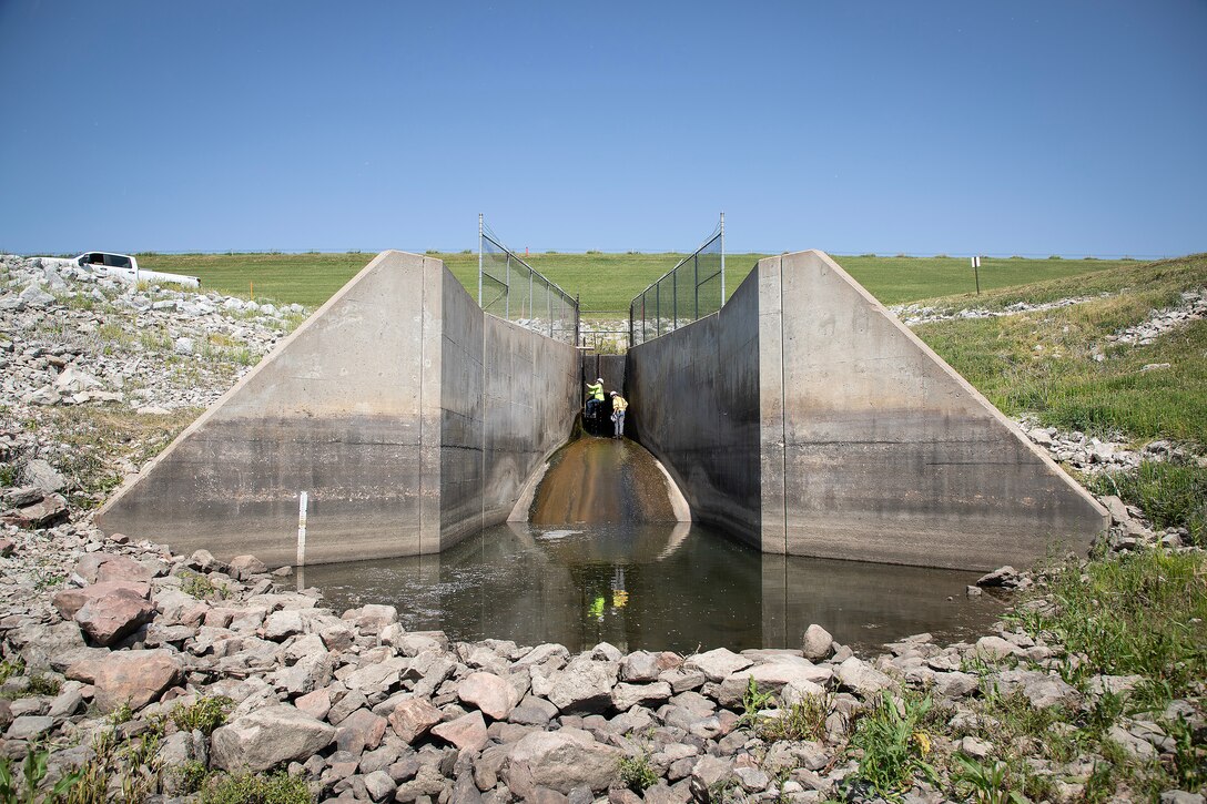 A photo of the Branched Oak Dam periodic inspection and assessment.