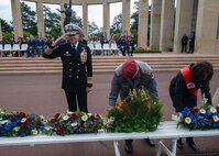 Adm. Stuart B. Munsch, commander of U.S. Naval Forces Europe (NAVEUR), lays a wreath at the Normandy American Cemetery ceremony during the 81st commemoration of the D-Day landings.