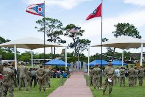 Members of AFSOC gather for a ceremony celebrating AFSOC’s 35th anniversary.