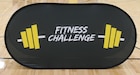 A “Fitness Challenge” banner stands at center court during a U.S. Army Fitness Challenge event at a Kansas City-area high school, May 2025. The challenge promotes physical fitness, teamwork, and Army values among high school students.