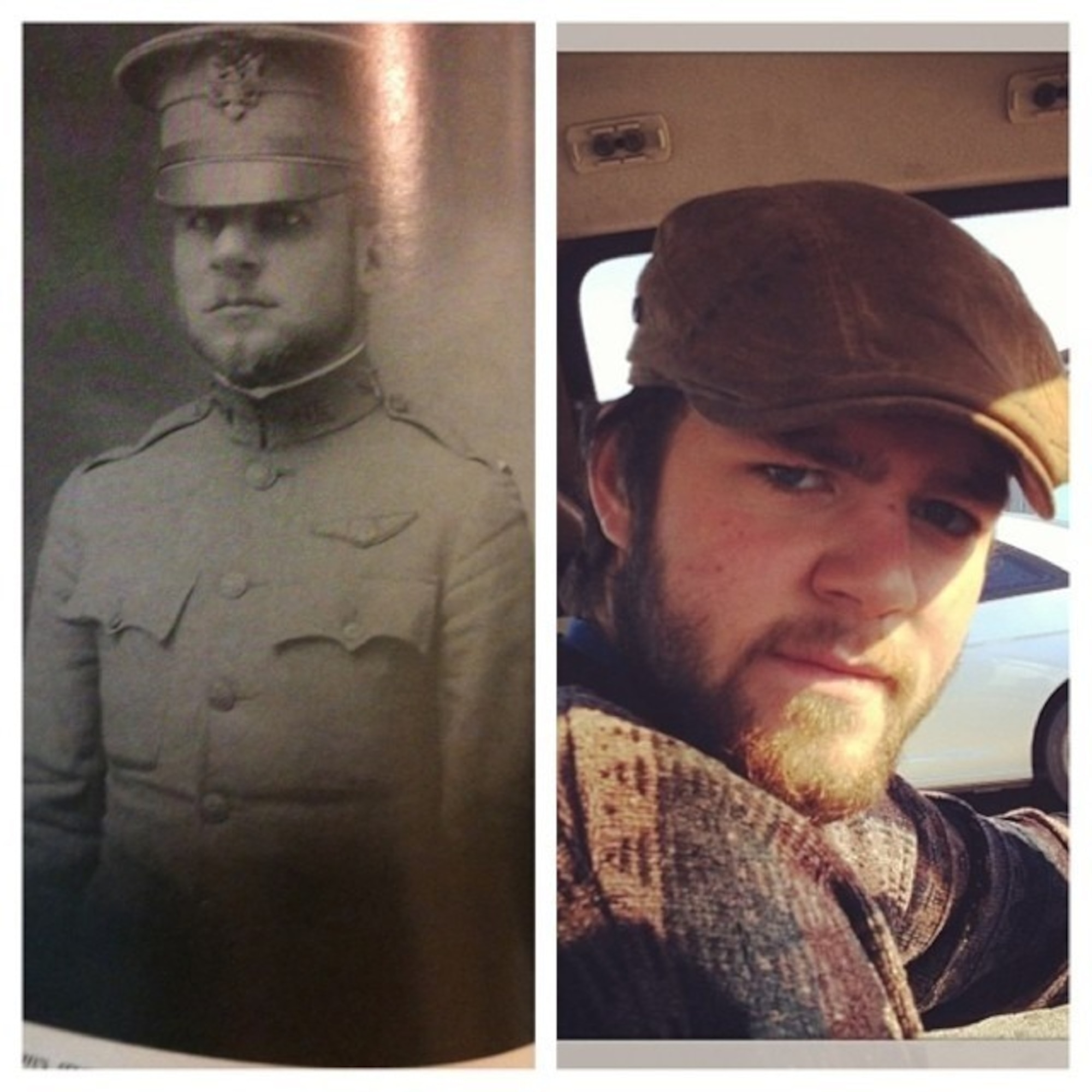 A family photo shows the close resemblance between the late U.S. Army Air Corps Gen. James “Jimmey” Doolittle (left) and the brother of U.S. Air Force Tech Sgt. Michelle Doolittle, James Doolittle, captured when the two men were at the same age. Gen. Doolittle is remembered as the former 8th Air Force commander and leader behind the Doolittle Raid against Japan in 1942.
