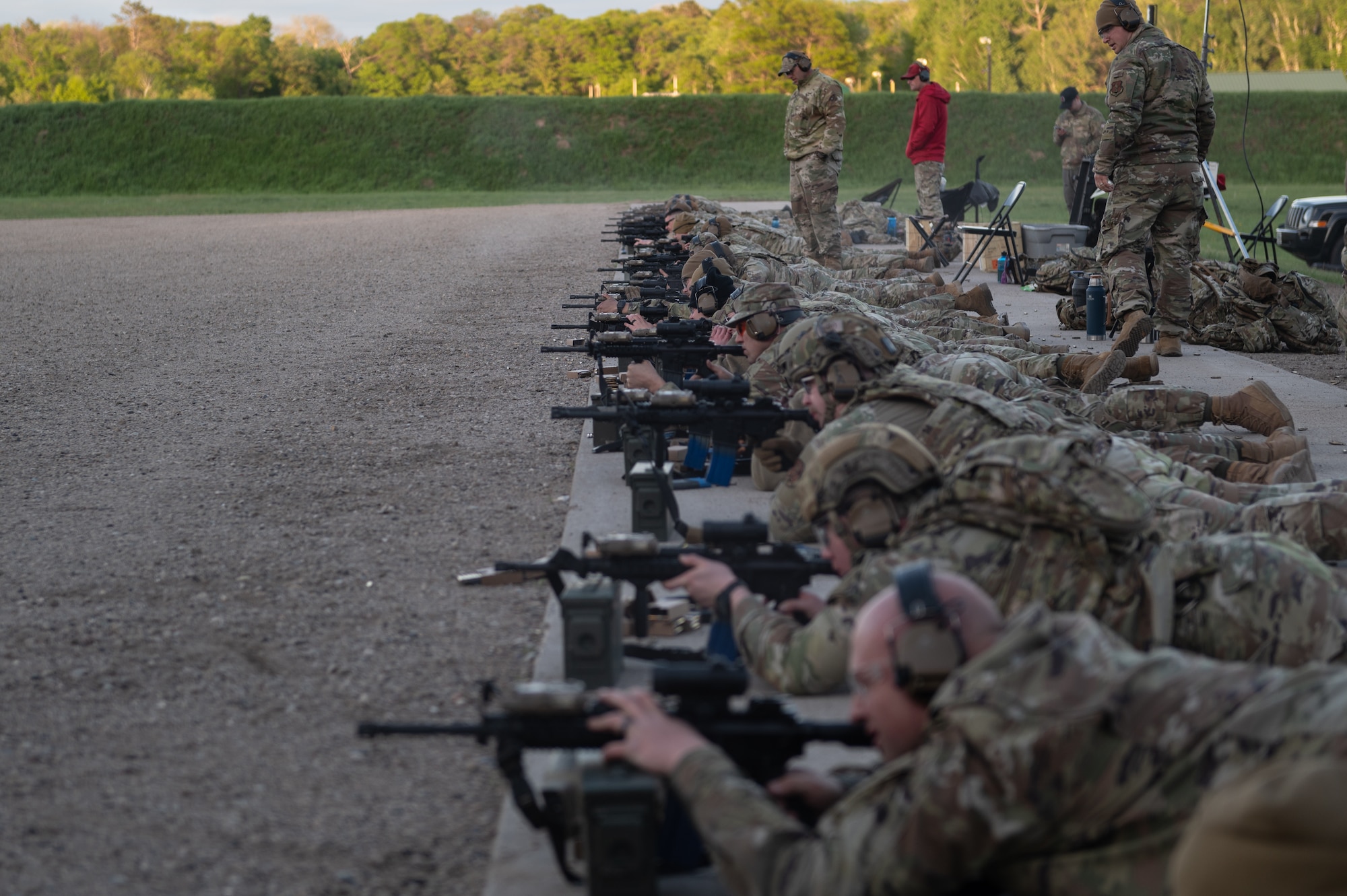 U.S. Air Force Airmen from the 133rd Security Forces Squadron, Minnesota Air National Guard, conduct range qualifications in Camp Ripley, Minn., May 18, 2025.