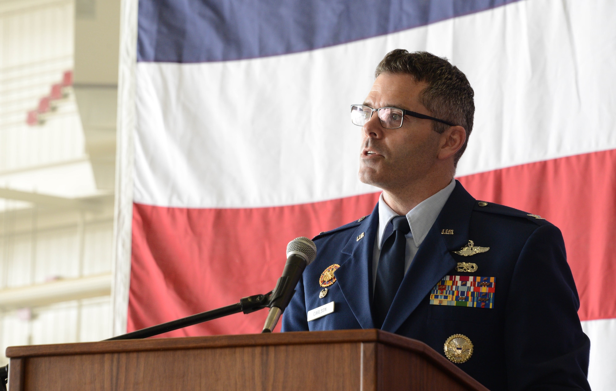 Col. Adam Carlson speaks