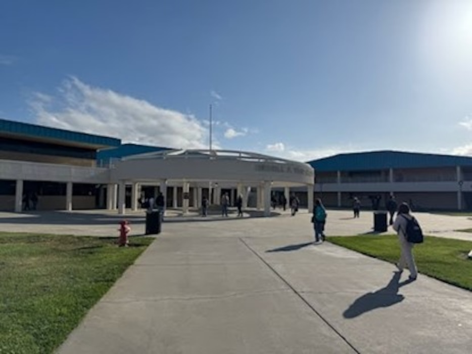 West High School in Tracy California where members of the 38 IS visited with JROTC cadets during a mentorship event in Tracy, California, April 25, 2025. The visit highlighted pathways into the Air Force Reserve and careers in STEM fields. (Courtesy Photo)