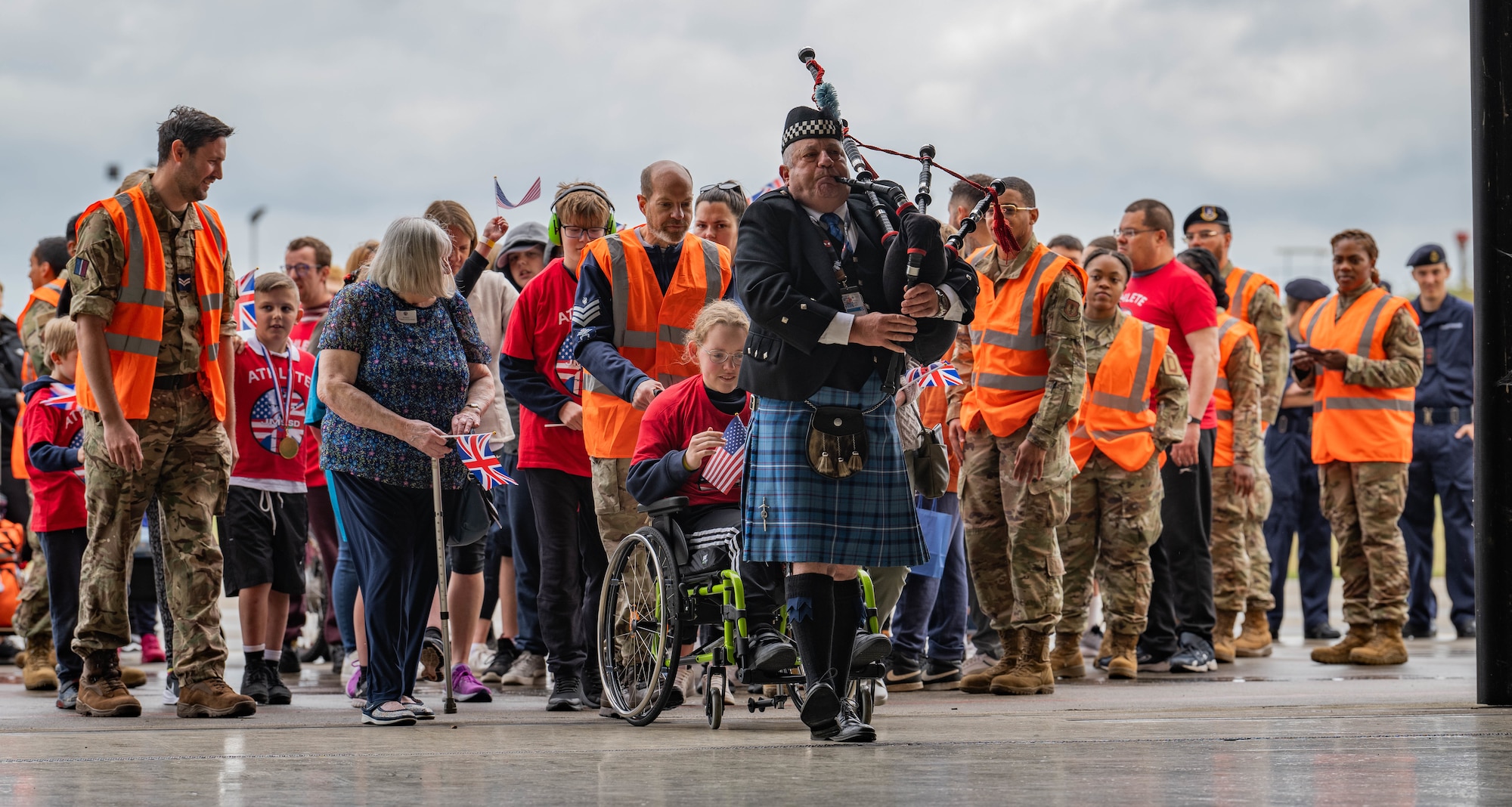 Participants make a grand entrance during the Joan Mann Special Sports Day at RAF Mildenhall, England, June 5, 2025.