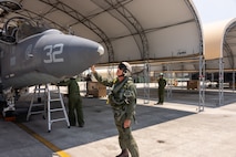 U.S. Marine Corps Deputy Commandant for Aviation visits VMA-223 and flies in a TAV-8B Harrier II jet