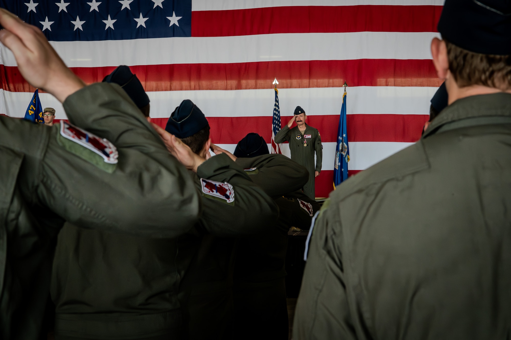 Airmen of the 434th Flying Training Squadron (FTS) gathered to bid farewell to Lt. Col. Christopher Cherry and welcome Lt. Col. Bendel Rushing as the new squadron commander during a change of command ceremony held here June 6, 2025.