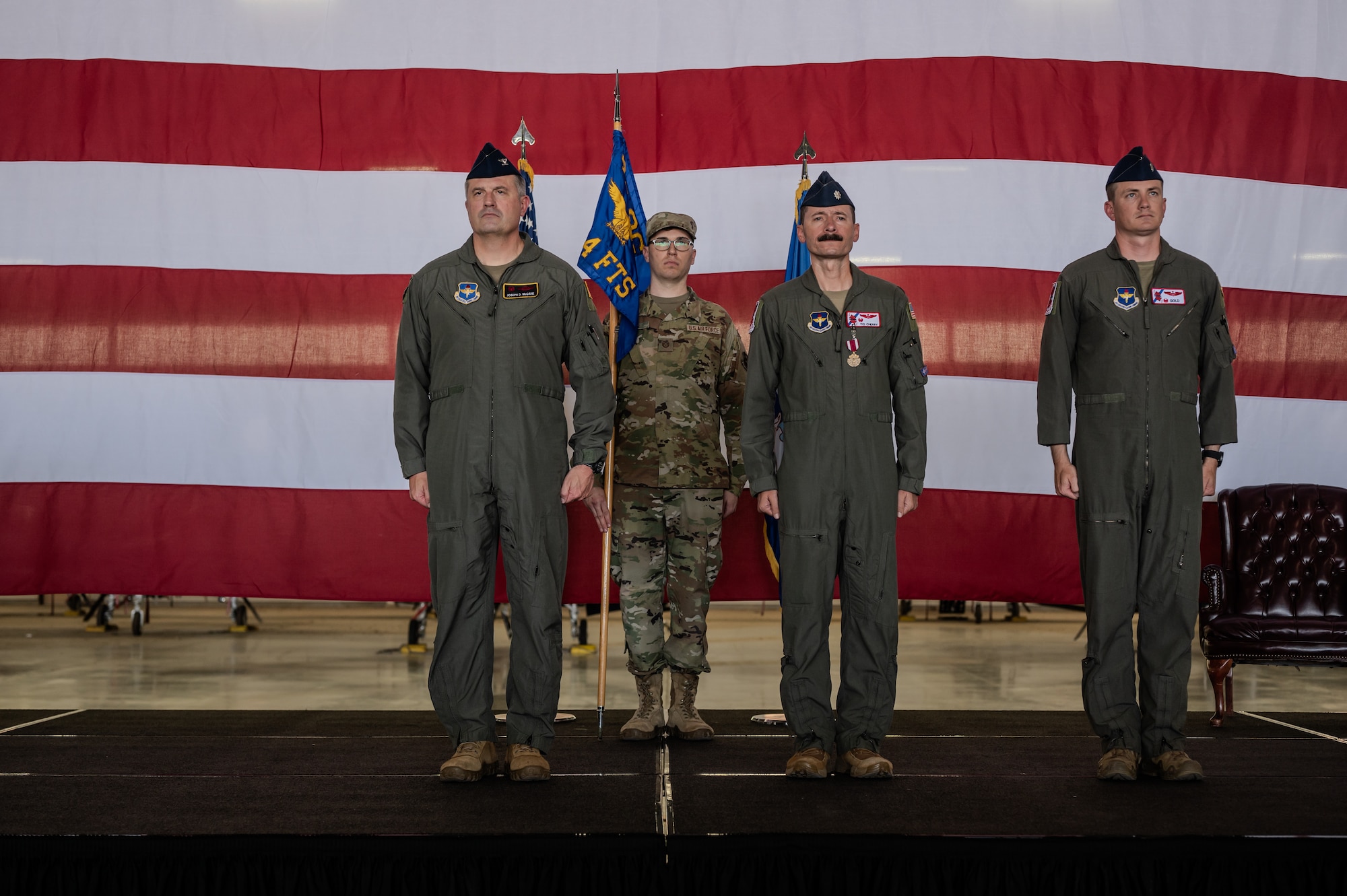 Airmen of the 434th Flying Training Squadron (FTS) gathered to bid farewell to Lt. Col. Christopher Cherry and welcome Lt. Col. Bendel Rushing as the new squadron commander during a change of command ceremony held here June 6, 2025.