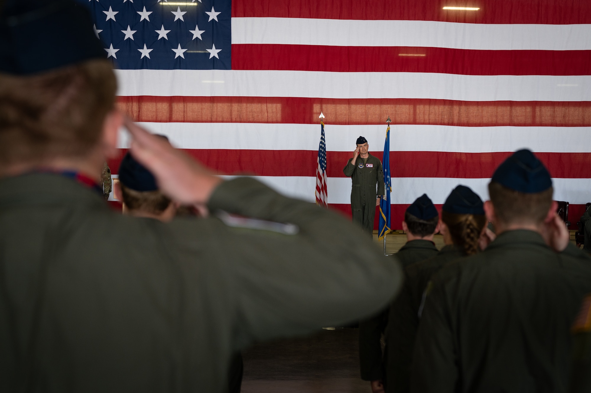 Airmen of the 434th Flying Training Squadron (FTS) gathered to bid farewell to Lt. Col. Christopher Cherry and welcome Lt. Col. Bendel Rushing as the new squadron commander during a change of command ceremony held here June 6, 2025.
