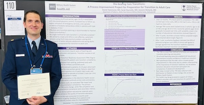 U.S. Air Force Maj. (Dr.) Daniel Hammond, a third-year Pediatric Endocrinology fellow at Walter Reed, recently received multiple competitive awards for his efforts to enhance care for adolescents with diabetes transitioning to care in adult medicine.