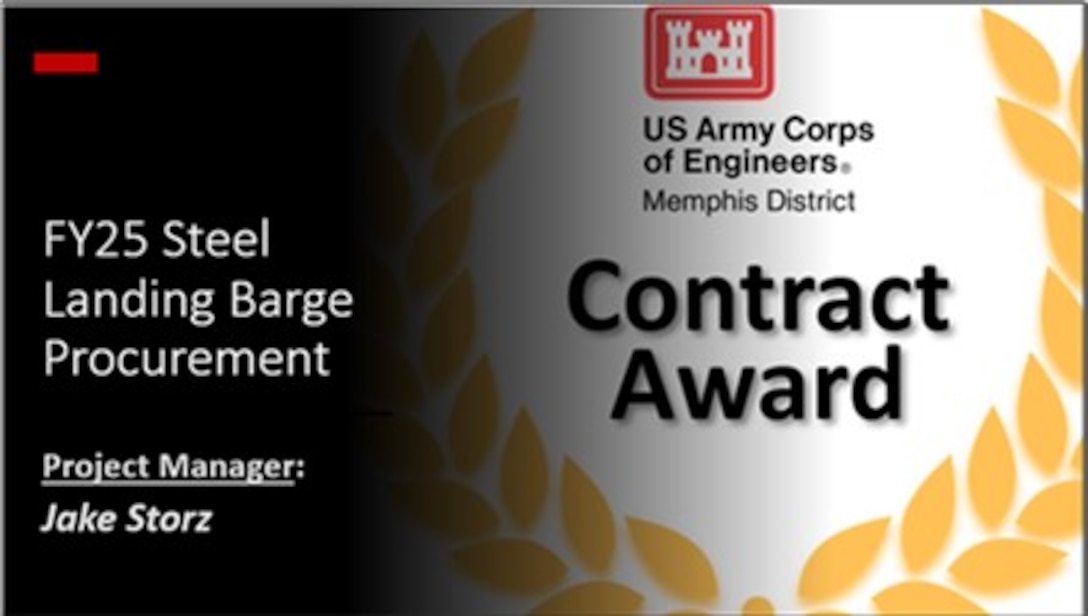 IN THE PHOTO:  The U.S. Army Corps of Engineers, Memphis District recently awarded an $8.4 million firm-fixed-price contract to Conrad Shipyard LLC, of Morgan City, Louisiana, for the purchase of a steel-hulled deck barge.

The new barge is set to replace the stringout's existing landing barge (pictured above) at the Ensley Engineer Yard maintenance facility. This replacement brings the Memphis District another step closer to completing a total restoration of the facility's stringout, a project that has been in the works for approximately five years now.