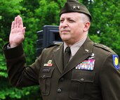 Maj. Gen. Justin Osberg takes the Oath of Office during his promotion ceremony to major general, June 7