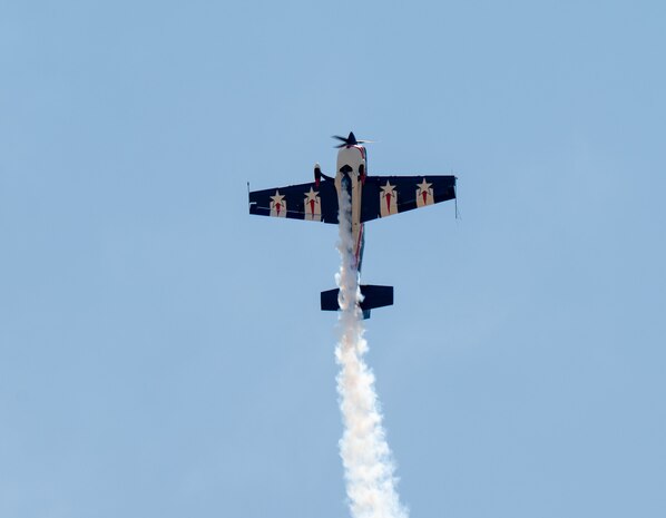 Aarron Deliu performs aerobatics during the Beale Air & Space Expo at Beale Air Force Base, California, June 7, 2025.