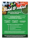Back to School 2025 School and Sports Physical Rodeo. ATAMMC Department of Primary Care will be conducting School Physicals June 13 & 27, July 25, and August 1, 8 a.m. to 3 p.m., BY APPOINTMENT & walk-in (availability permitting) Located in River Pavilion, Floor 1, Reception 2.