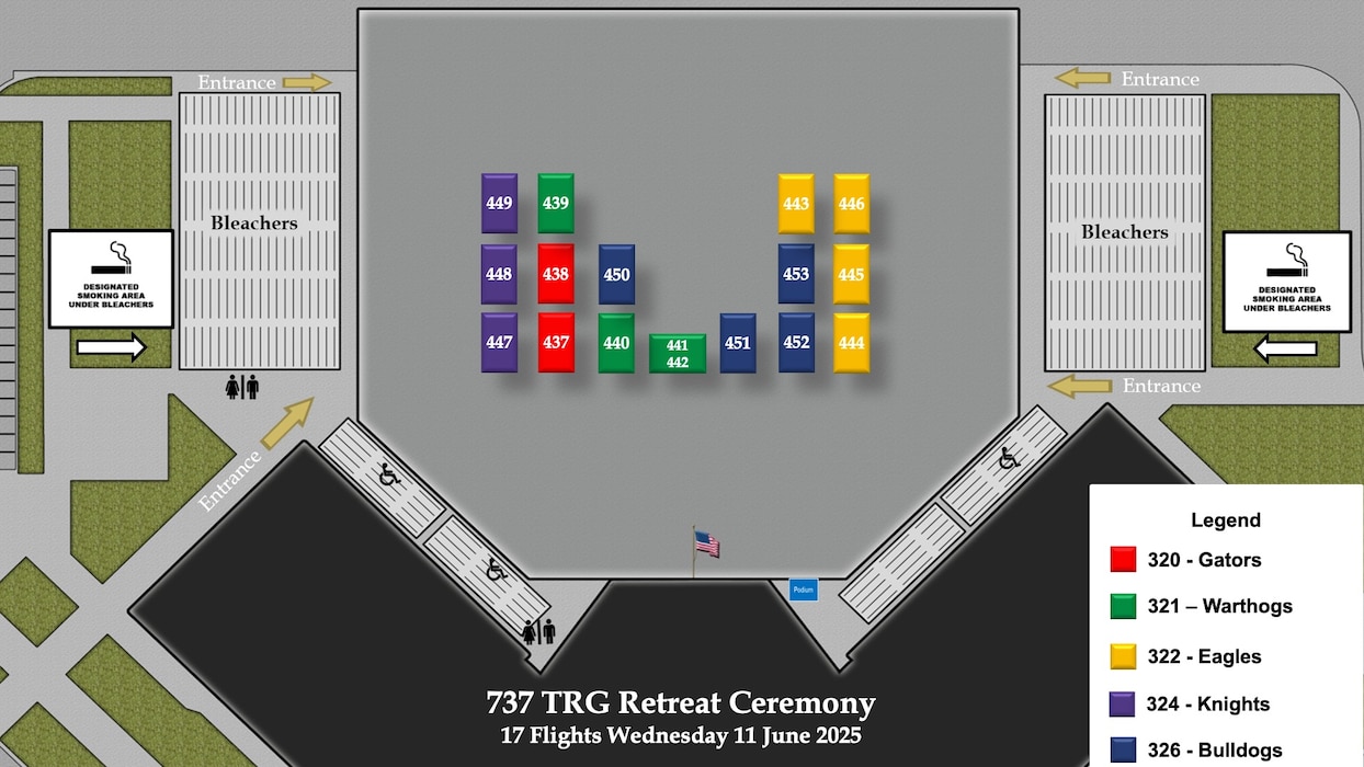 Flights 437-453 BMT Coin & Retreat Ceremony Line Up Graphic