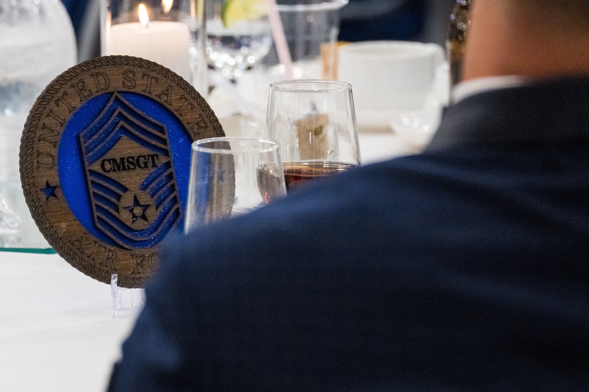 A Chiefs plaque sits on a table during the NCR Chief Recognition Ceremony.