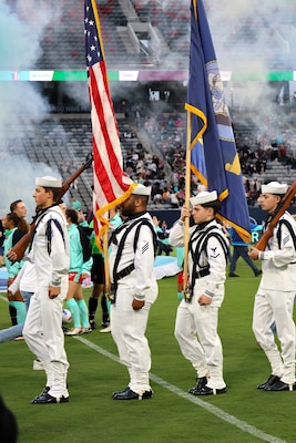 USS Russell (DDG 59) Color Guard Performs for San Diego Wave Futbol Club
