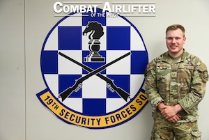Staff Sgt. Dylan Burks, 19th Security Forces Squadron noncommissioned officer in charge of supply, is selected as Combat Airlifter of the Week June 9, 2025.
