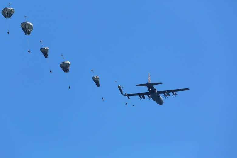 U.S. Army soldiers assigned to the 478th Civil Affairs Battalion, and paratroopers assigned to the British 4th Battalion, conduct land and water airborne operations during Lagoon Leap 2025, in Homestead Air Base and a Deliberate Water Jump into Lake Okeechobee Fla., May 14-16th, 2025. (U.S. Army Photo by Mark Rankin)