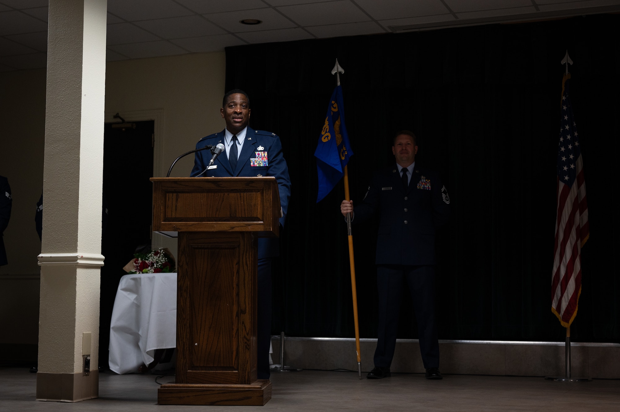 Airmen from the 47th Communications Squadron (CS) gathered at XL Landings to witness a transition of leadership as Lt. Col. Elmer Lustina relinquished command to Maj. Anthony Dimuzio during a change of command ceremony, June 9, 2025.
