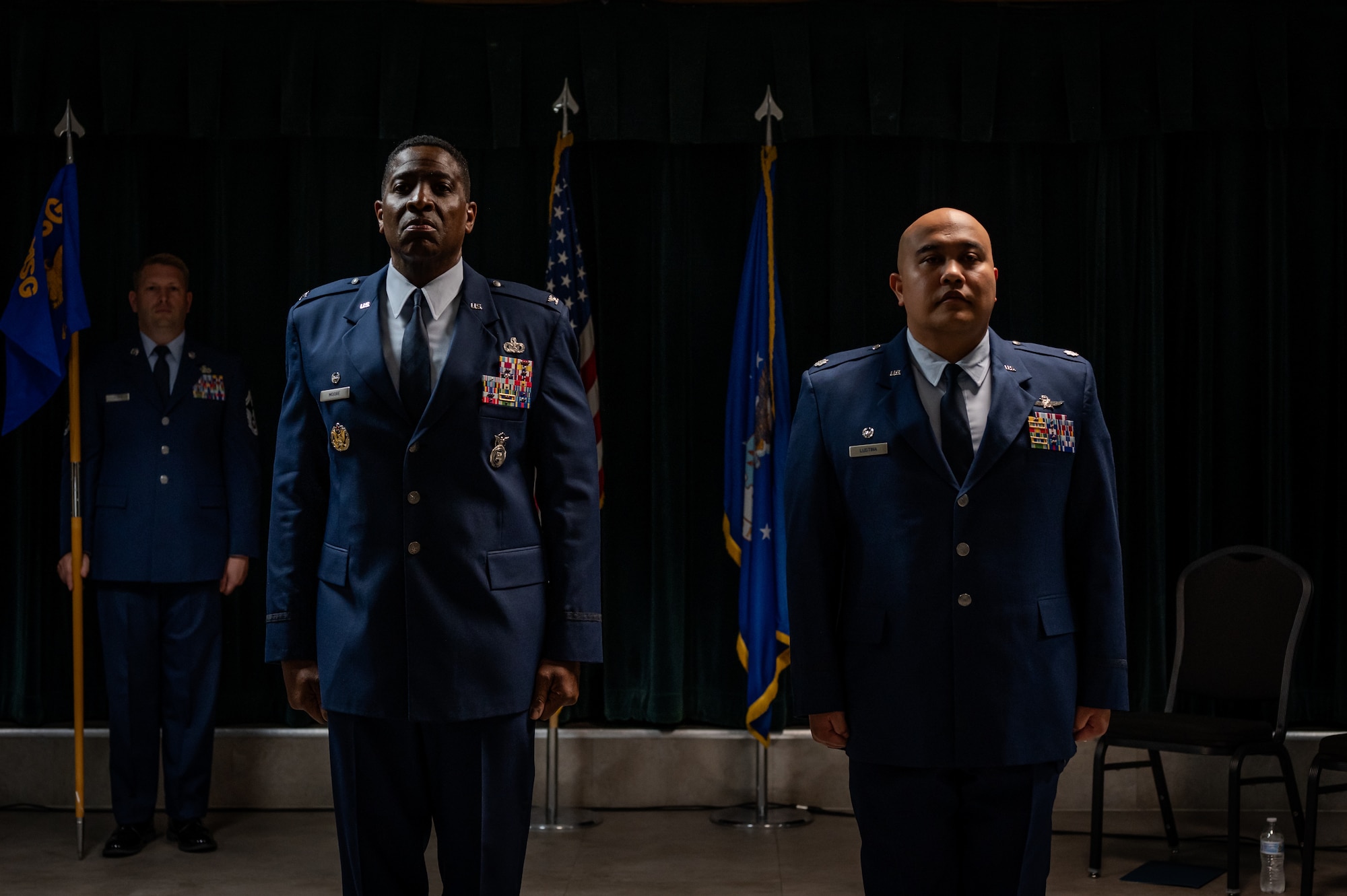 Airmen from the 47th Communications Squadron (CS) gathered at XL Landings to witness a transition of leadership as Lt. Col. Elmer Lustina relinquished command to Maj. Anthony Dimuzio during a change of command ceremony, June 9, 2025.
