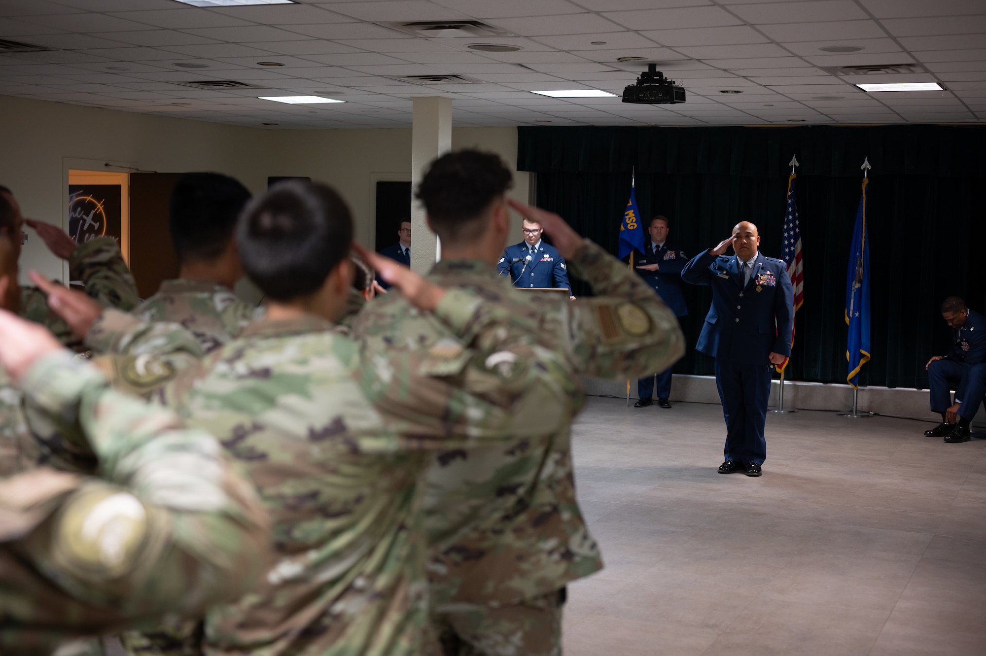 Airmen from the 47th Communications Squadron (CS) gathered at XL Landings to witness a transition of leadership as Lt. Col. Elmer Lustina relinquished command to Maj. Anthony Dimuzio during a change of command ceremony, June 9, 2025.