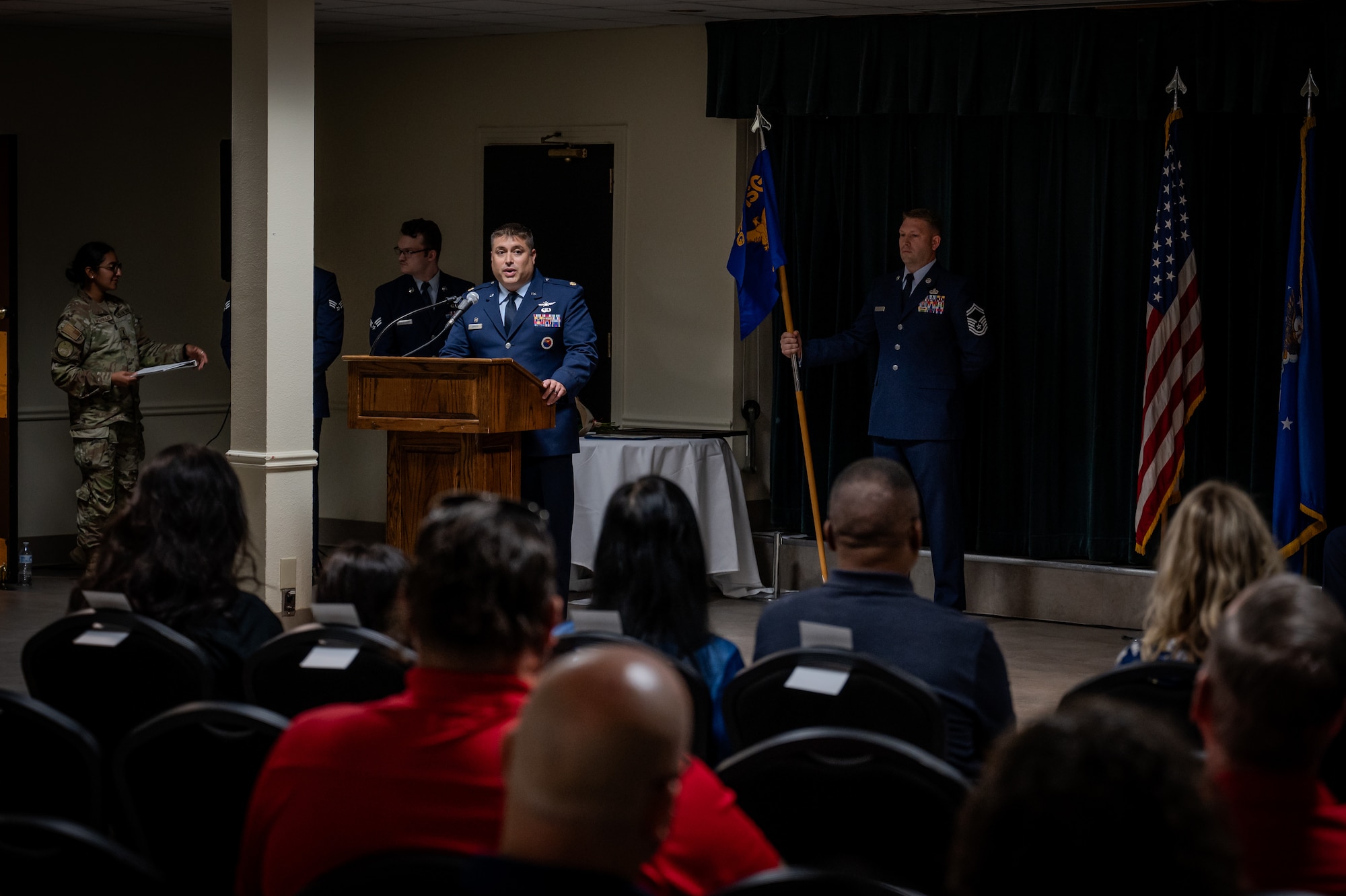 Airmen from the 47th Communications Squadron (CS) gathered at XL Landings to witness a transition of leadership as Lt. Col. Elmer Lustina relinquished command to Maj. Anthony Dimuzio during a change of command ceremony, June 9, 2025.