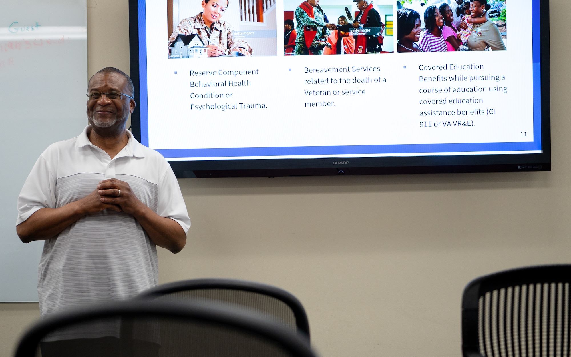 Members of the 514th Air Mobility Wing's staff recently attended an informational session hosted by the Vet Center at Joint Base McGuire-Dix-Lakehurst, N.J., June 7, 2025.