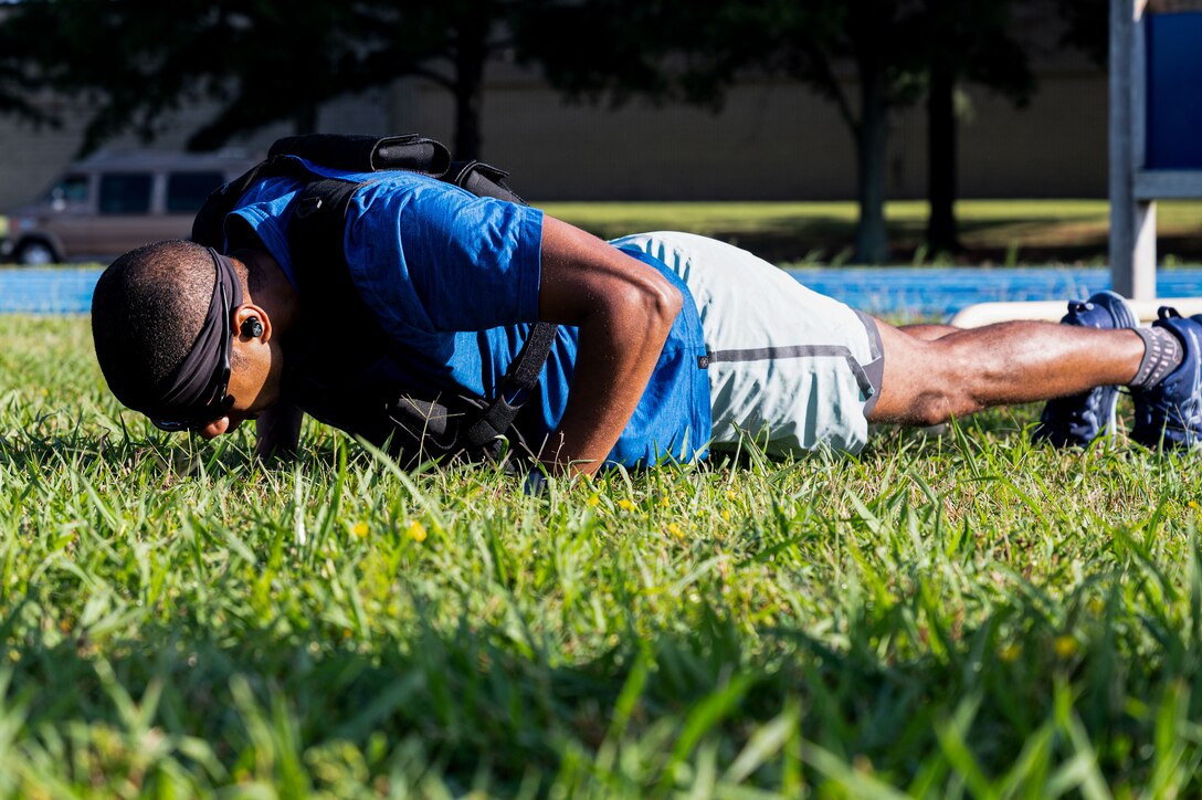 Man does a push-up