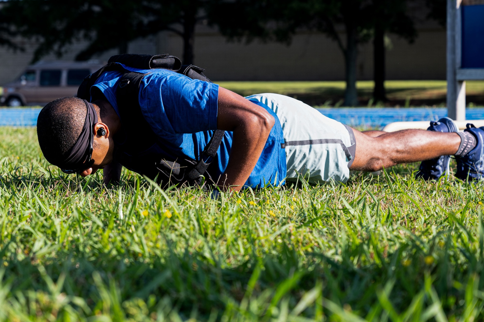 Man does a push-up