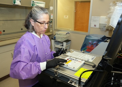 JOINT BASE SAN ANTONIO-FORT SAM HOUSTON – (June 5, 2025) – Tarea Burton, of Lexington, Ky., a research scientist assigned to Naval Medical Research Unit (NAMRU) San Antonio’s Combat Casualty Care and Operational Medicine directorate, utilizes the third generation of the Rugged Ozone Sterilization System Model M1 (ROSS M1) to sterilize medical instruments at the Battlefield Health and Trauma Research Institute.  The ROSS M1) is a portable unit that generates ozone and vaporized hydrogen peroxide for the on-demand sterilization of a variety of medical instruments. Partnering with SteriO3 since 2021, the ROSS M1 will enable combat medics, corpsmen, dentists and surgical personnel to sterilize instruments needed for dentistry and surgery, utilizing a process that would sanitize the medical instruments within an hour.  Burton, who earned her Master of Science in Biology from the University of Texas Health Science Center at San Antonio in 2019, has been supporting NAMRU San Antonio for 11 years. Navy Medicine Research & Development (NMR&D) employs highly qualified medical researchers and works alongside a wide range of research and development partners to keep abreast of best practices and advances in medical knowledge on behalf of Navy Medicine to increase warfighter lethality. NAMRU San Antonio, part of NMR&D, conducts gap-driven combat casualty care, craniofacial, and directed energy research in support of Navy, Marine Corps and joint U.S. warfighter health readiness and lethality while engaged in routine and expeditionary operations. (U.S. Navy Photo by Burrell Parmer, NAMRU San Antonio Public Affairs/Released)