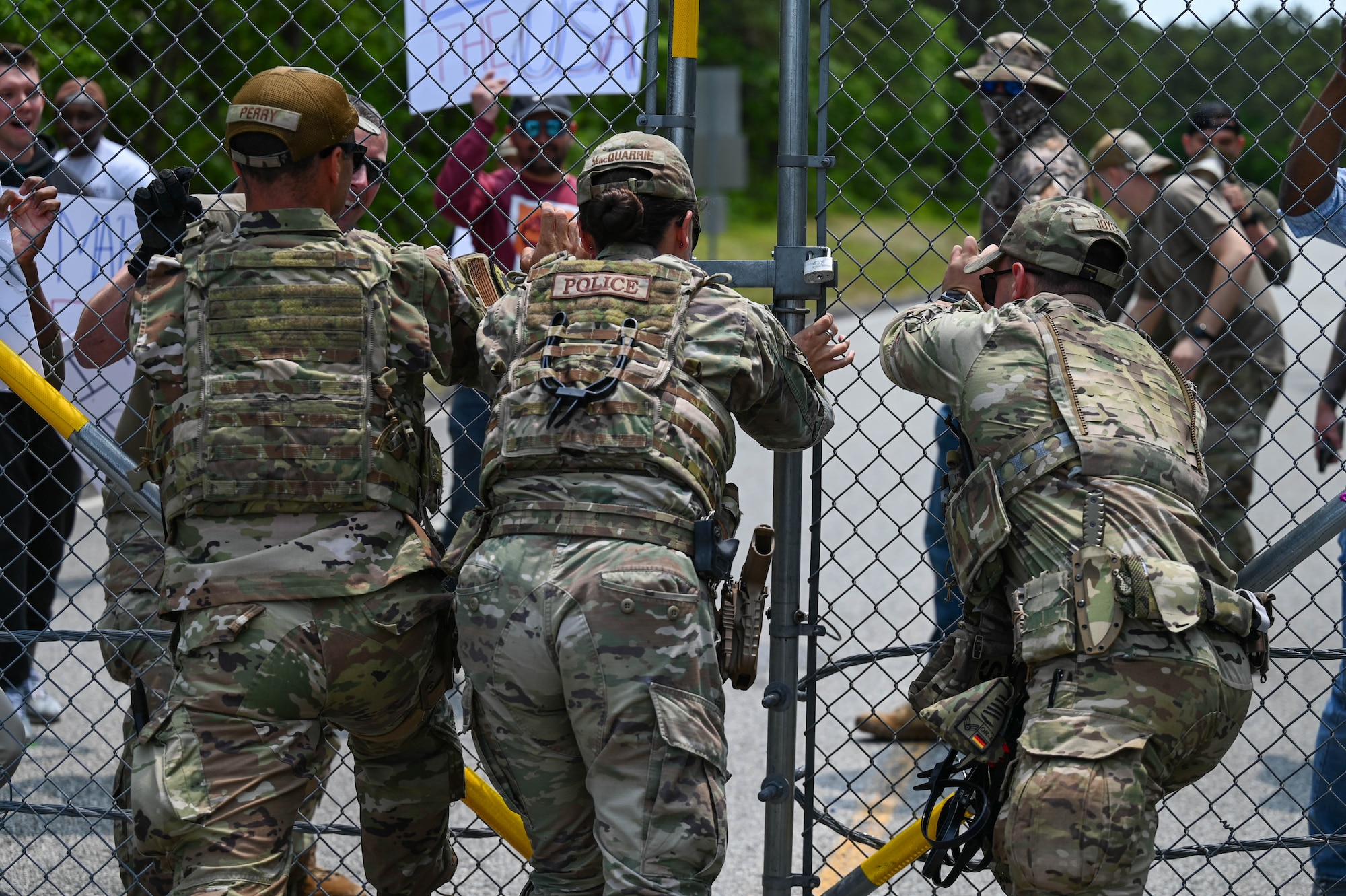 Airmen hold base gate.