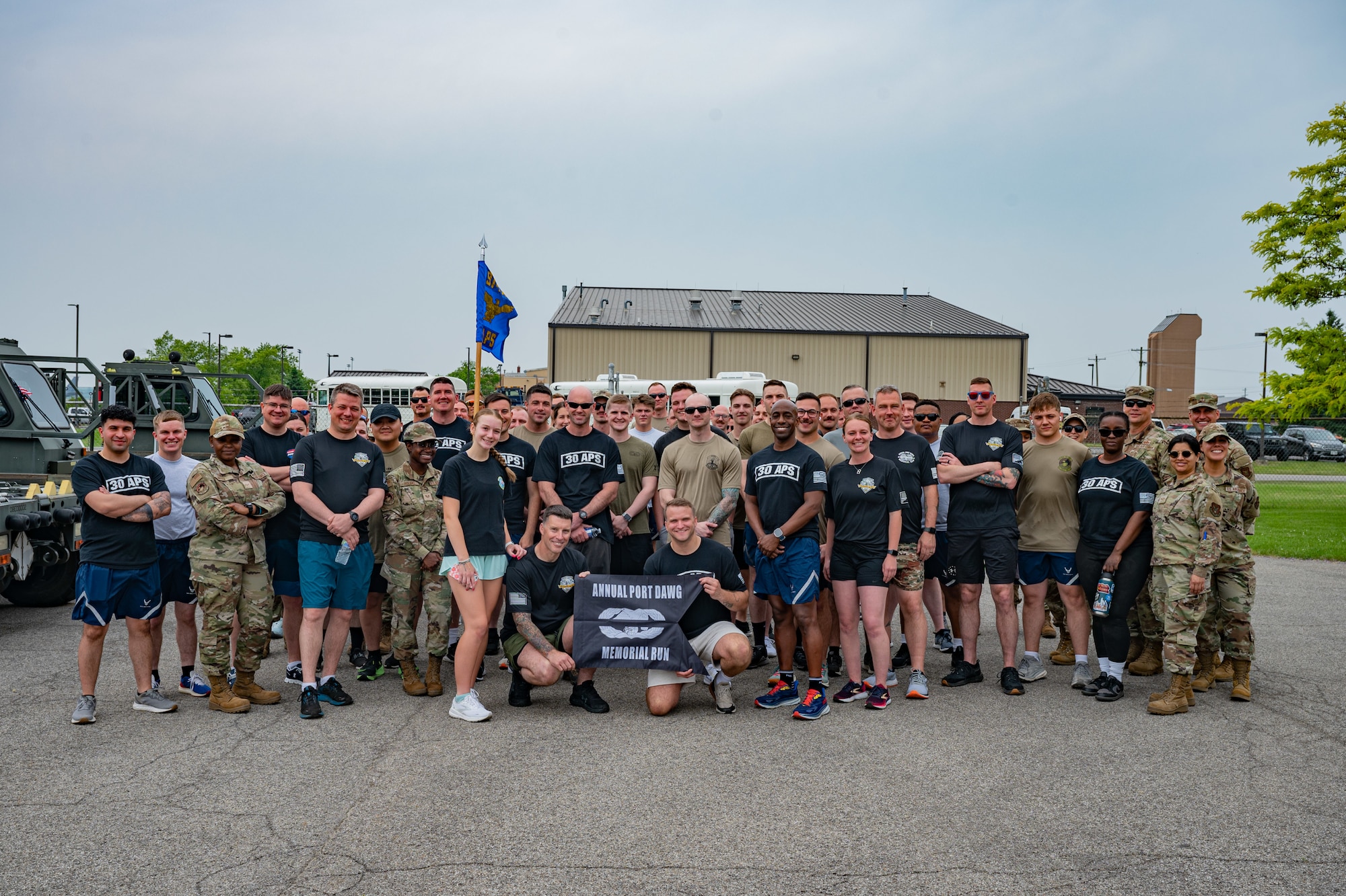 Airmen assigned to the 30th Aerial Port Squadron run the 12th Annual Port Dawg Memorial Run at Niagara Falls Air Reserve Station, New York, June 8, 2025