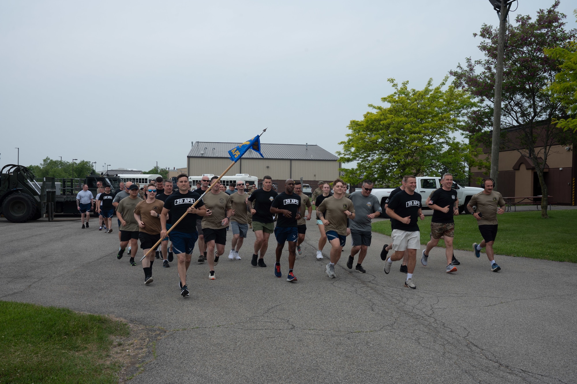 Airmen assigned to the 30th Aerial Port Squadron run the 12th Annual Port Dawg Memorial Run at Niagara Falls Air Reserve Station, New York, June 8, 2025