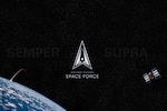 A graphic of the U.S. Space Force logo on a space background.
