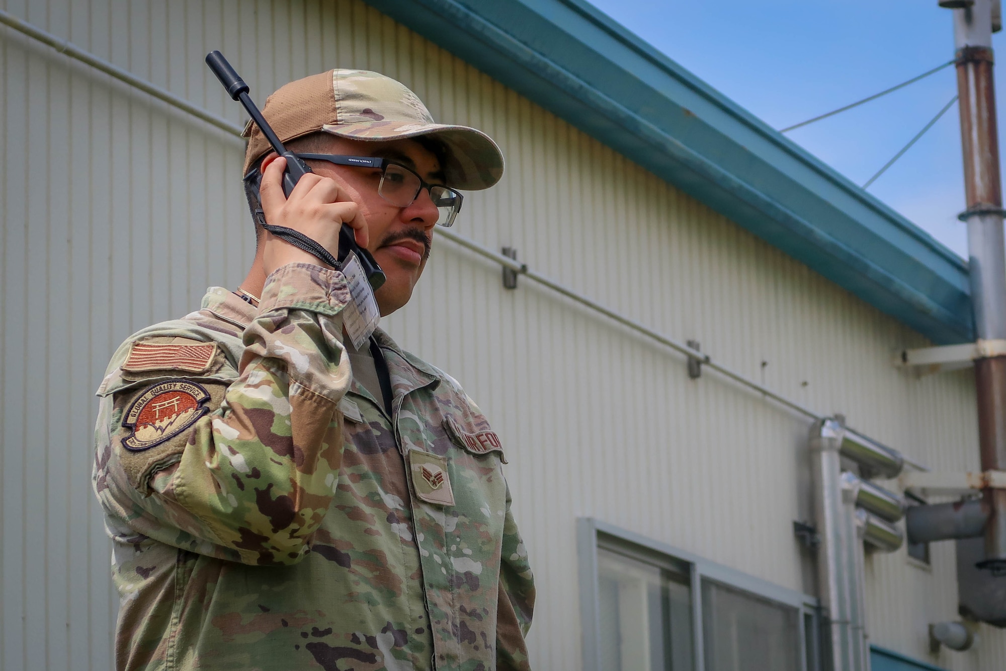 Airman speaks through radio.