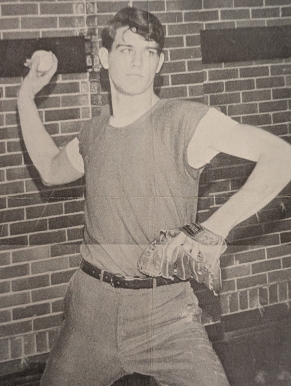 Lt. Col. William "Bill" Barkley practices his wind-up pitch, preparing for his high school's upcoming season in 1971. Barkley was well known for his passion for baseball, playing and coaching throughout his 18-year career. Barkley, a pilot for Quantico's Helicopter Squadron One, was killed during an aircraft mishap over the Potomac River during a test flight in 1993. After 63 years, Marine Corps Base Quantico's Middle School High School closes its doors, and a new building opens in August during the new school year; with the new school, new sports fields will also be created, featuring Barkley Diamond in dedication to the Marine. (Courtesy photo by Sylvia Barkley Trimble)